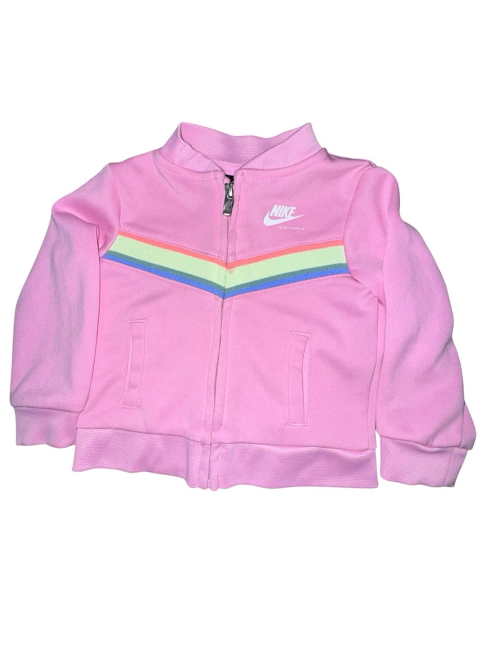 Nike Pink Girls Zip Jacket with Rainbow Chevron